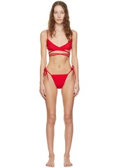 Balenciaga Red Wrap Bikini Set