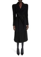 Balenciaga Round Shoulder Cashmere & Wool Blend Wrap Coat