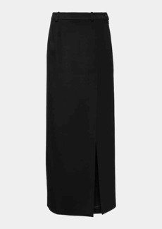 Balenciaga Side-slit wool twill maxi skirt