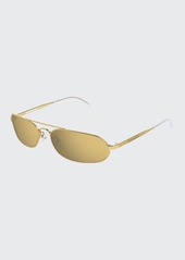 Balenciaga Slim Metal Mirrored Rectangle Sunglasses