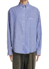 Balenciaga Stripe Button-Up Shirt in Blue /White at Nordstrom