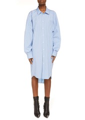 Balenciaga Stripe Long Sleeve Cotton Cocoon Shirtdress