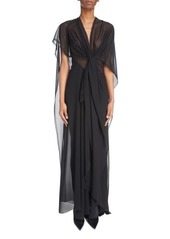 Balenciaga Tie Front Cape Gown