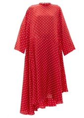 Balenciaga Typo polka-dot silk-jacquard midi dress