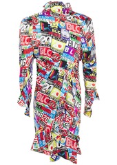 Balenciaga Woman Ruffled Printed Silk-satin Jacquard Mini Dress Multicolor