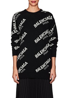 Balenciaga Women's Logo Wool-Blend Oversized Sweater 