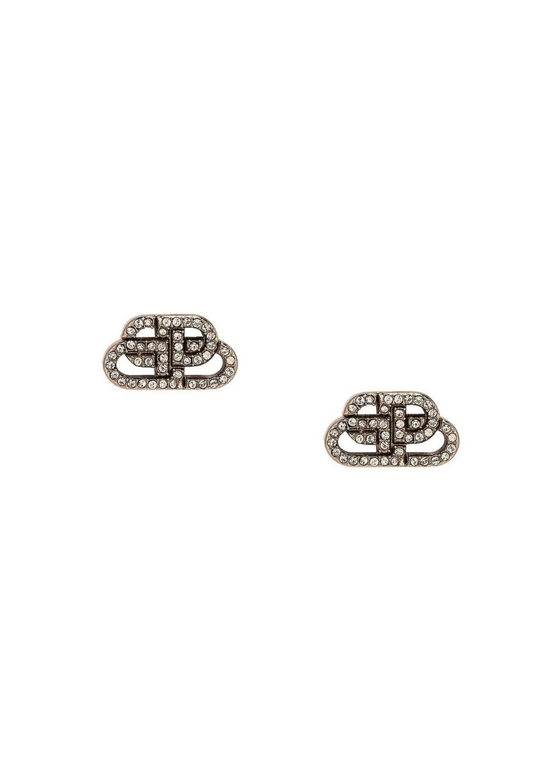 Balenciaga XS BB Crystal Stud Earrings