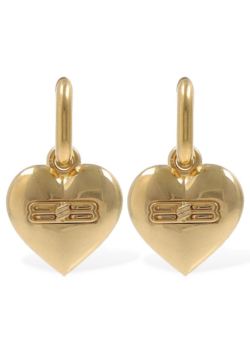 Balenciaga Bb Icon Heart Brass Earrings