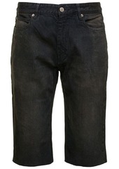 Balenciaga Black Bermuda Shorts with Washed-out Effect and Logo Patch in Cotton Denim Man