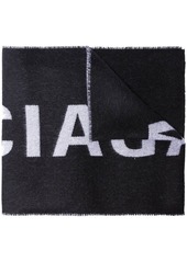 Balenciaga black large logo wool scarf