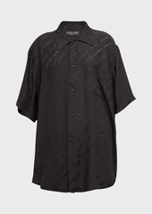 Balenciaga Button-Front Minimal Shirt with Lettering Details