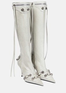 Balenciaga Cagole distressed leather knee-high boots