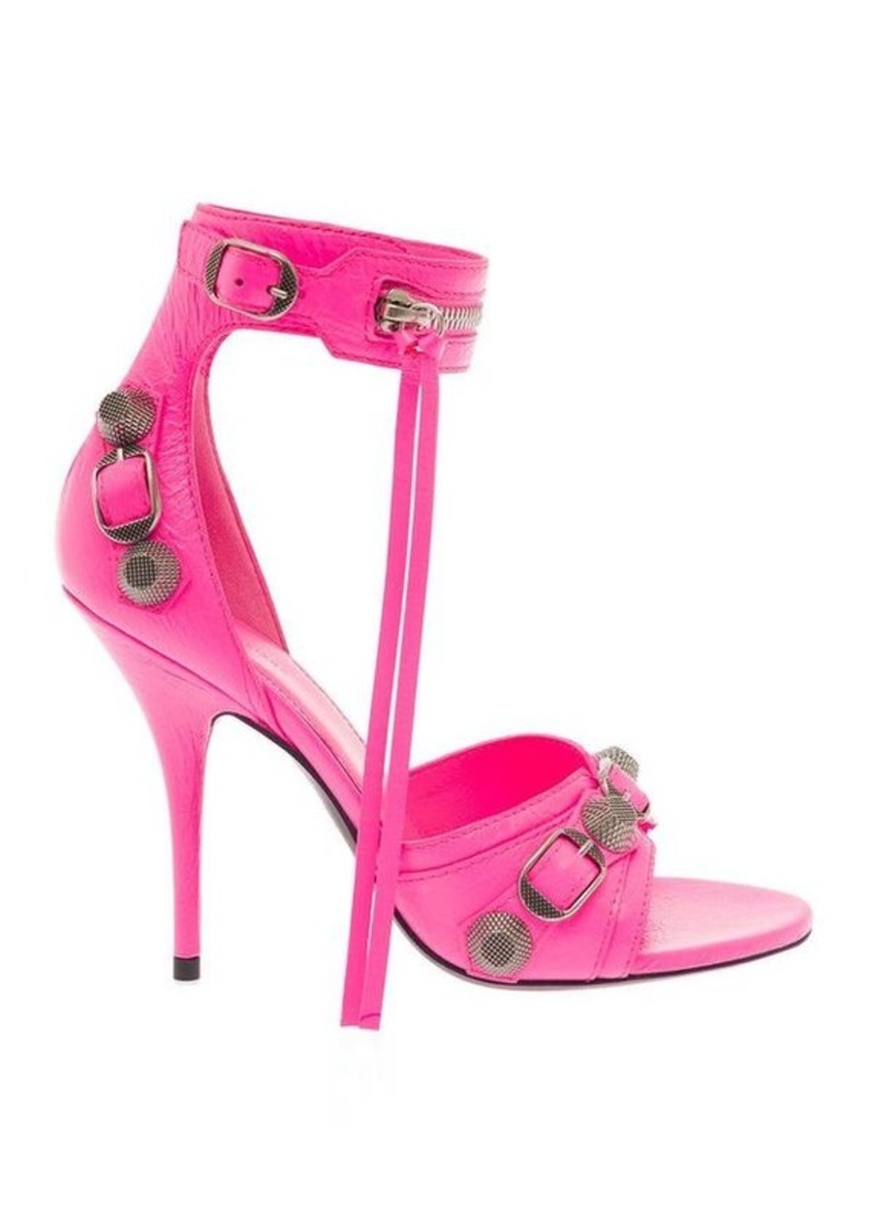 Balenciaga 'Cagole' Fucsia Sandals with Studs and Buckles in Leather Woman