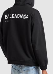 Balenciaga Cotton Hoodie Sweatshirt W/ Logo