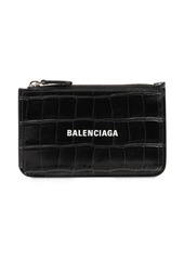 Balenciaga Croc Embossed Leather Zip Card Holder