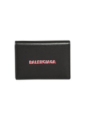 Balenciaga Double Logo Print Leather Mini Wallet