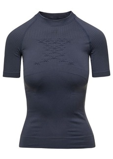 Balenciaga 'Energy Accumulator' Dark Grey Fitted T-Shirt with Perforated Details in Stretch Polyamide Woman