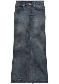 Balenciaga faded maxi denim skirt