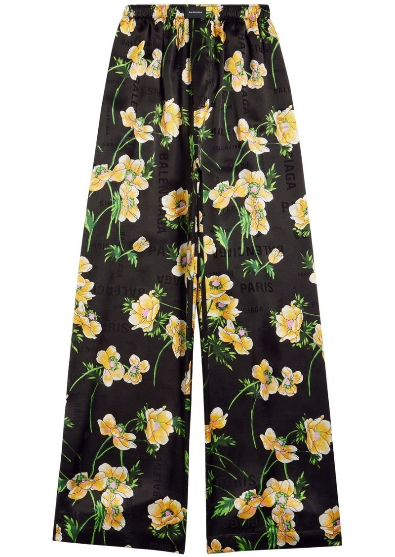 Balenciaga floral-print silk palazzo pants