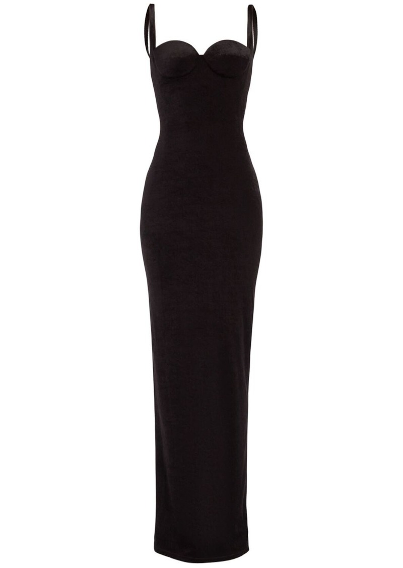 Balenciaga Fluid Velvet Jersey Bustier Long Dress