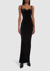 Balenciaga Fluid Velvet Jersey Bustier Long Dress