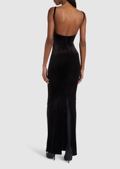 Balenciaga Fluid Velvet Jersey Bustier Long Dress