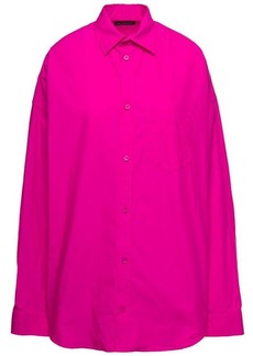 Balenciaga Fuchsia Shirt with Long Sleeves and Contrasting Logo in Cotton Woman