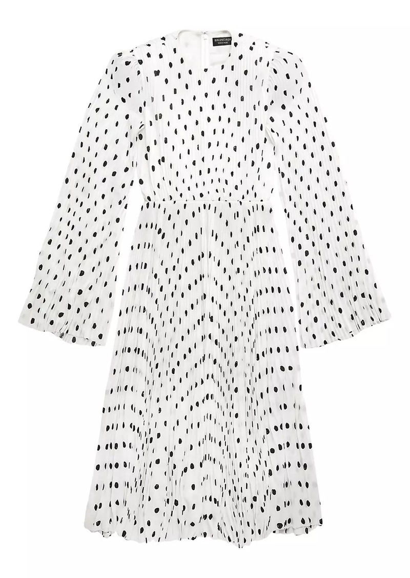 Balenciaga Hand Drawn Polka Dot Pleated Dress