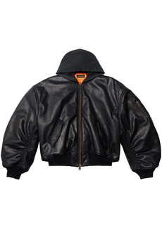 Balenciaga hooded leather bomber jacket