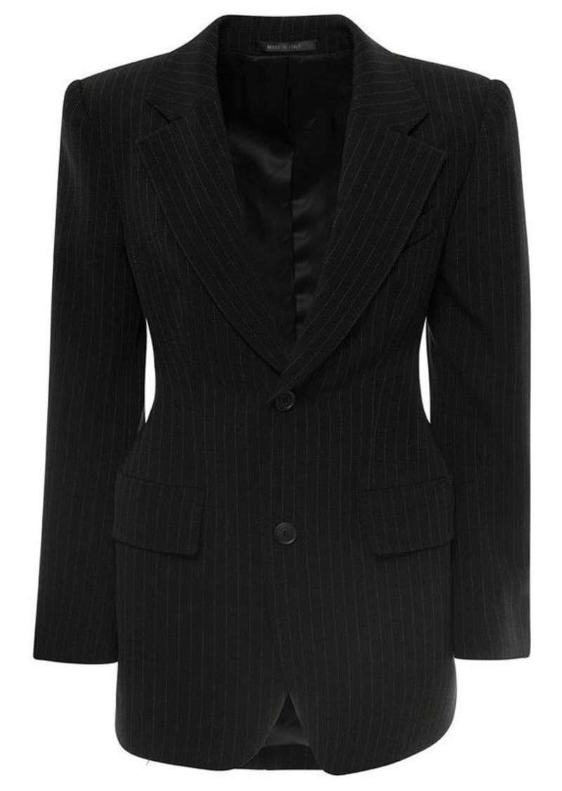 Balenciaga 'Hourglass' Black Pinstripe Single-Breasted Jacket in Stretch Wool Woman