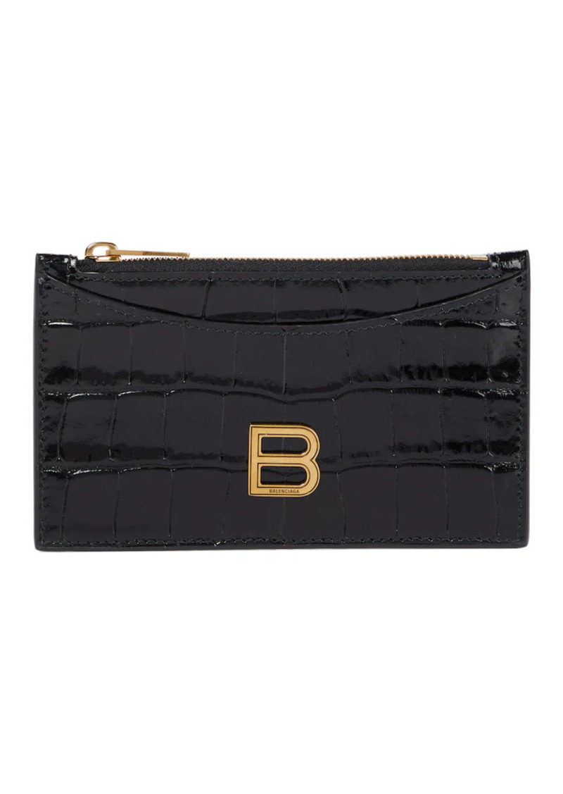 Balenciaga Hourglass croc-effect leather card holder