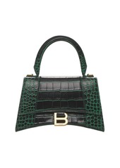 Balenciaga Hourglass Croc Embossed Leather Bag