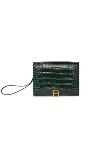 Balenciaga Hourglass crocodile-embossed clutch bag