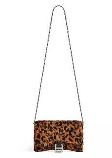Balenciaga Hourglass Wallet On Chain With Leopard Print