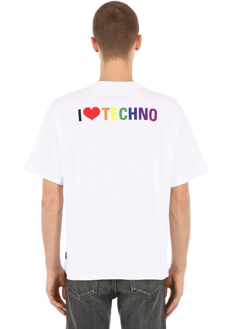 I Love Techno Embroidered Cotton T-shirt - 40% Off!