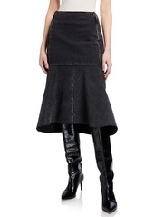 Balenciaga Japanese Denim Godet Midi Skirt