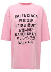 Balenciaga Languages Logo Print Cotton T-shirt