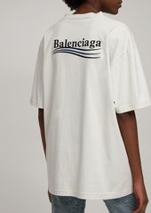 Balenciaga Large Fit Embroidered Cotton T-shirt