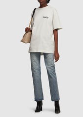 Balenciaga Large Fit Embroidered Cotton T-shirt