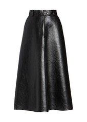 Balenciaga Leather A-Line Midi Skirt