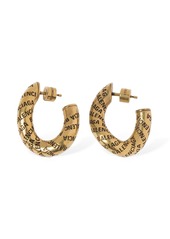 Balenciaga Logo Brass Hoop Earrings