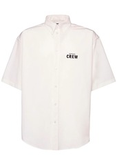 Balenciaga Logo Crew Print Cotton Poplin Shirt