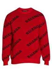 Balenciaga Logo Intarsia Virgin-Wool Blend Sweater
