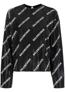 Balenciaga logo-pattern crystal-embellished jumper