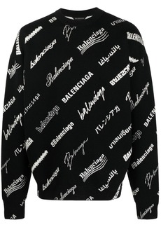 Balenciaga logo-print crew neck jumper