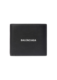 Balenciaga Logo Print Leather Billfold Wallet