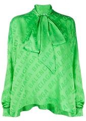 Balenciaga logo-print silk blouse