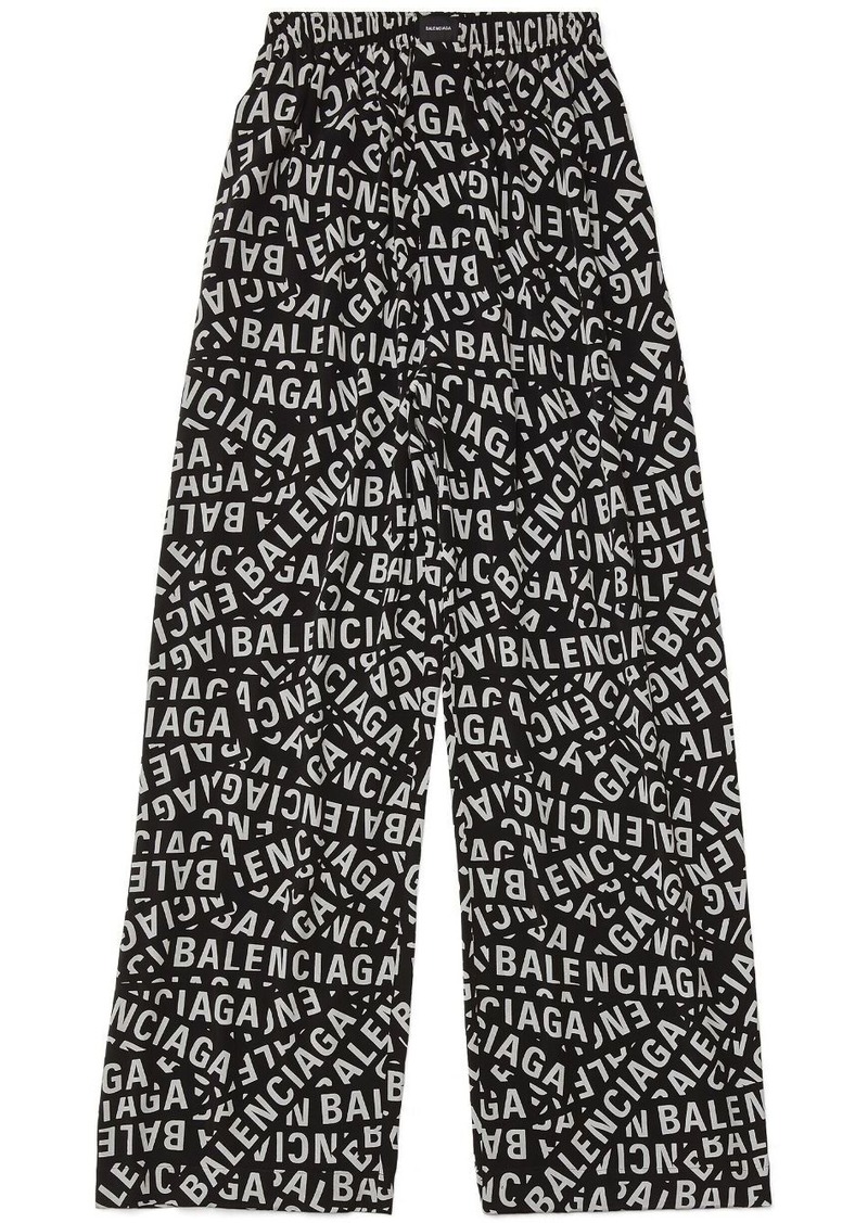 Balenciaga logo-print wide-leg trousers