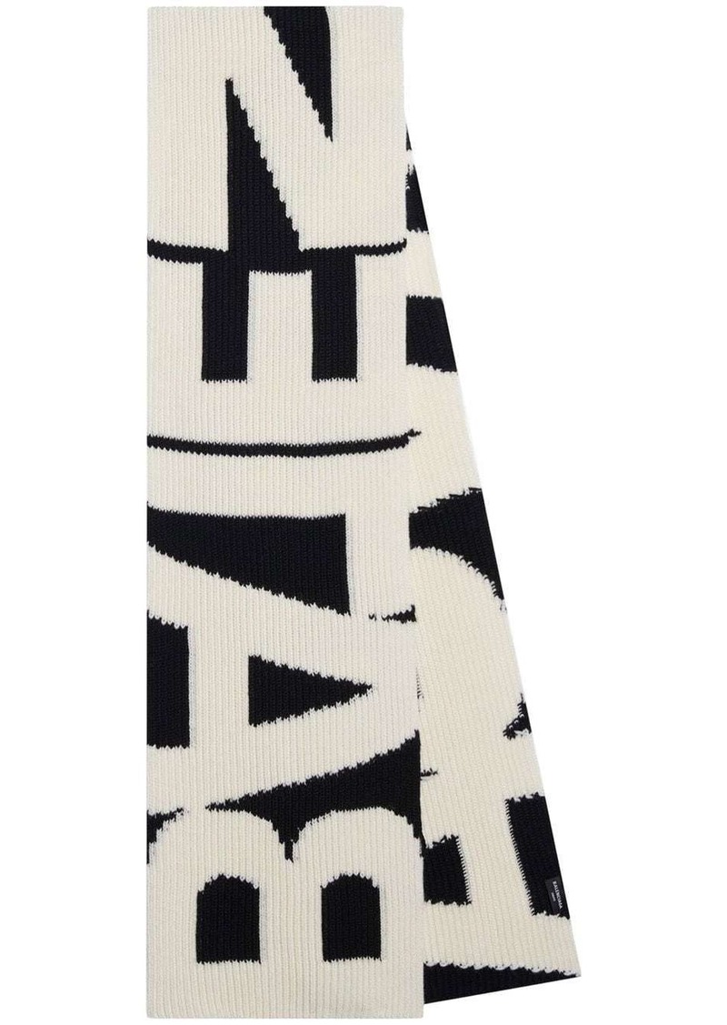 Balenciaga logo-print wool scarf