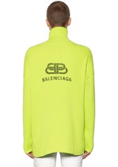 Balenciaga Logo Printed Cotton Turtleneck